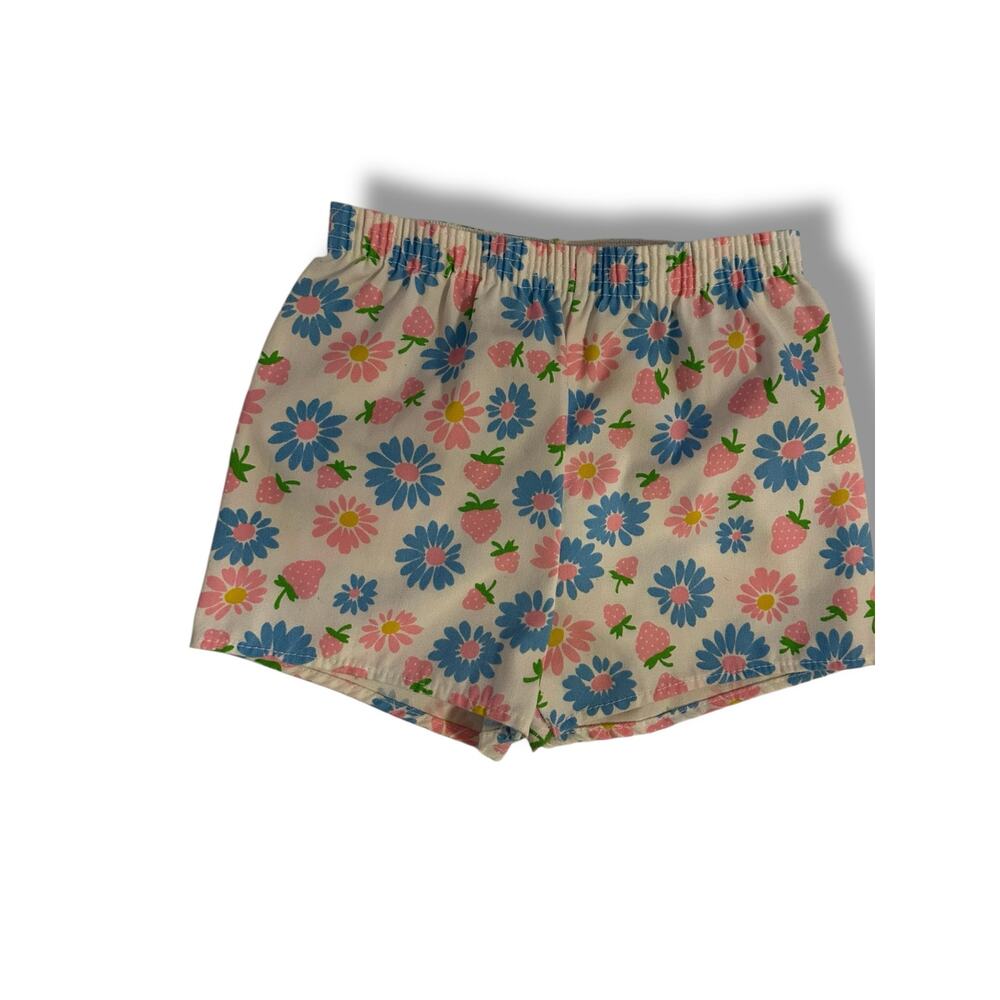 Vintage Sears Girls Strawberry Daisy Shorts Size 6 Retro Floral Cottagecore Kids